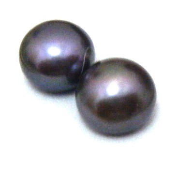Black 8.5-9mm Half Drilled Button Pairs
